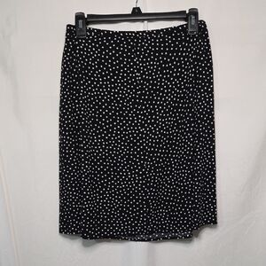 Elegant Black and White Dotted A-Line Skirt